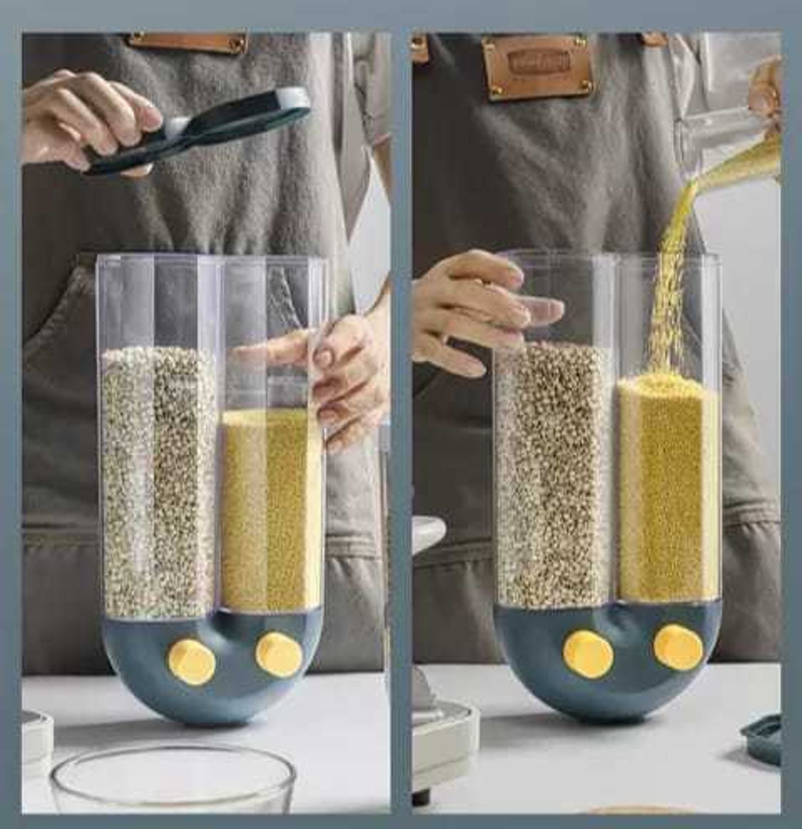 Wall-mounted Food Storage | Cereals Dispenser Press Grain Storage Tank Multi Color Push Buttons