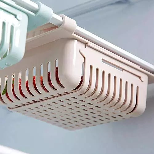 Adjustable Fridge Storage Basket Expandable Fridge Storage Rack Plastic Fridge Space Saver Food Organizer Tray Refrigerator Pull out Drawers