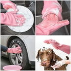 Silicon Washing Gloves High Quality Big Size - Household Accessory Designed For Cleaning And Washing (Random Colours)