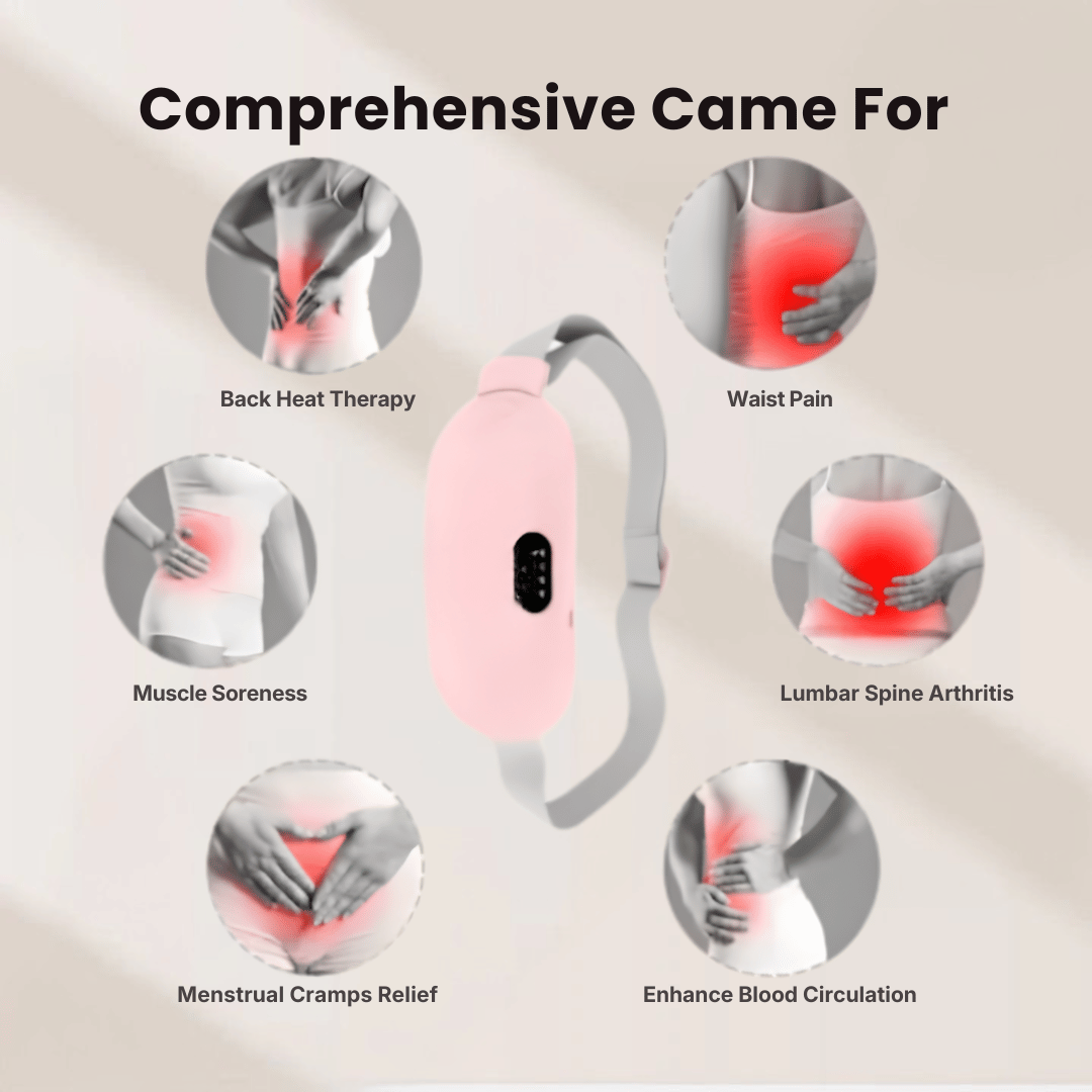 Digital Menstrual Cramp Relief Heating Belt with Vibration | 3 Heat Levels & 4 Massage Modes