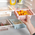 Adjustable Fridge Storage Basket Expandable Fridge Storage Rack Plastic Fridge Space Saver Food Organizer Tray Refrigerator Pull out Drawers