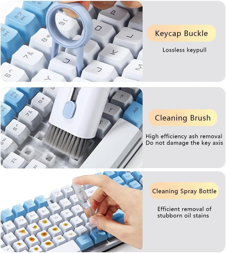 7 in 1 Computer Keyboard Cleaner Brush Kit Earphone Cleaning Pen For Headset Keyboard Cleaning Tools Cleaner Keycap Puller Kit Portable Multifunction