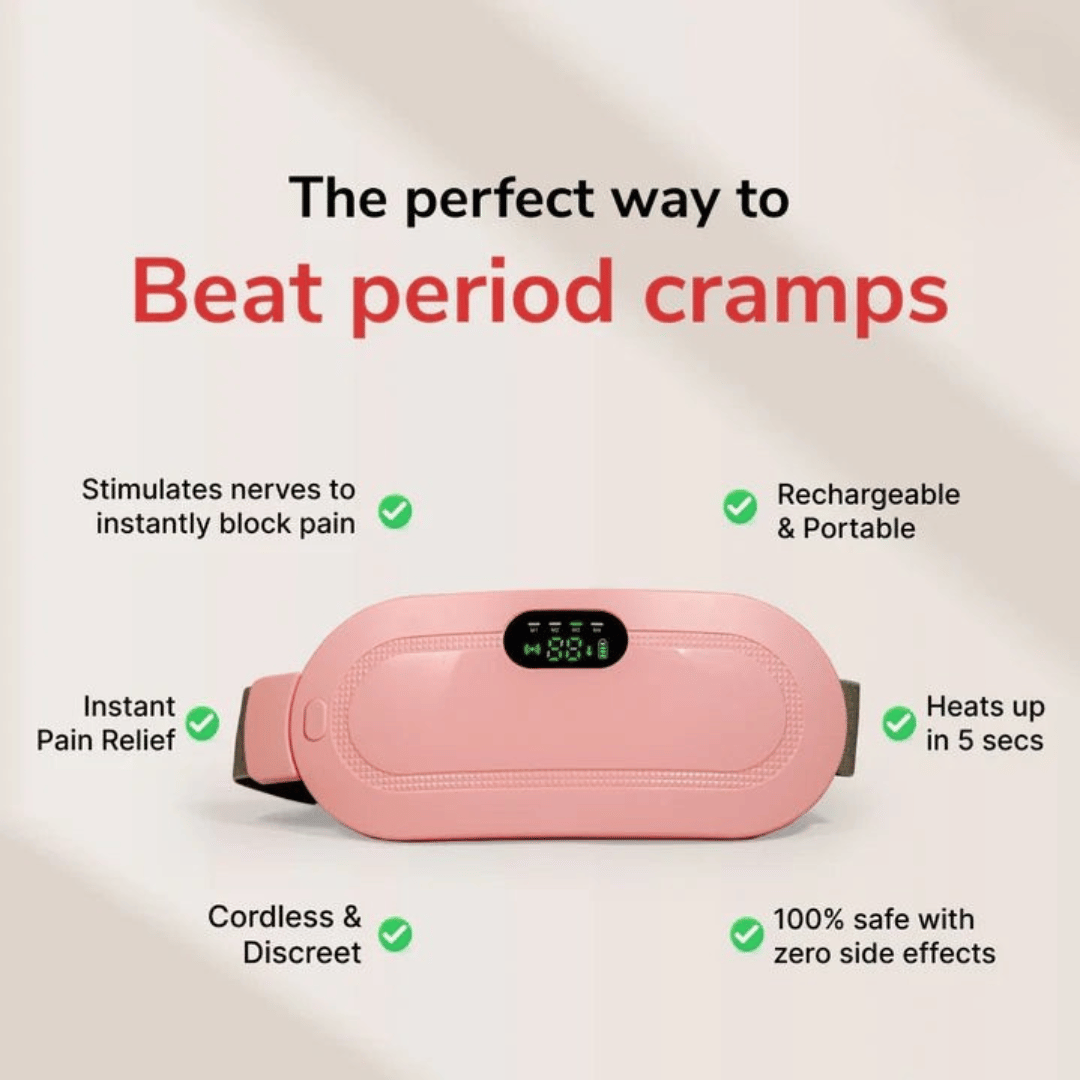 Digital Menstrual Cramp Relief Heating Belt with Vibration | 3 Heat Levels & 4 Massage Modes