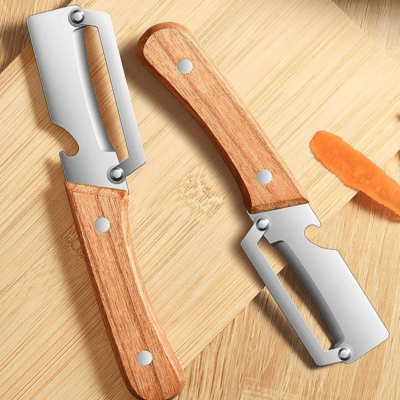 Premium Stainless Steel Peeler With Wooden Handle For Peeling And Slicing Fruits And Vegetables | Durable And Smooth Operation