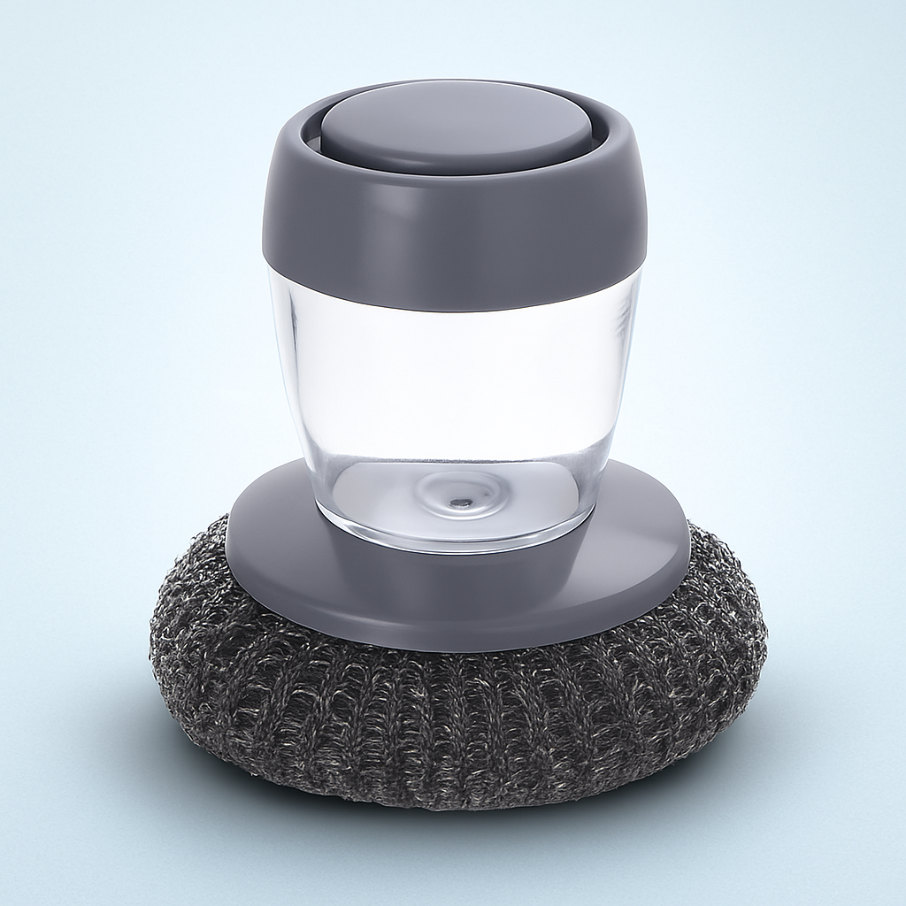 Steel Wire Scrubber with Liquid Soap Dispenser – Kitchen Cleaning Brush