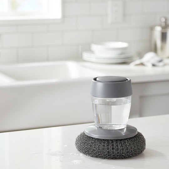 Steel Wire Scrubber with Liquid Soap Dispenser – Kitchen Cleaning Brush