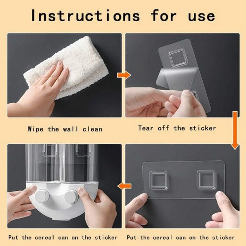 Wall-mounted Food Storage | Cereals Dispenser Press Grain Storage Tank Multi Color Push Buttons